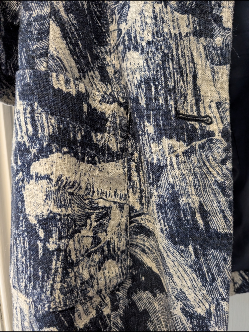 Coldwater Creek Navy & White Textured Open Blazer - Picture 2 of 2